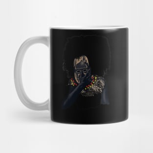 Afro African with Tribal Mask, Black Pride Mug